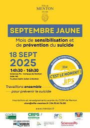 Septembre Jaune 2025 : Menton mobilisée pour la prévention du suicide